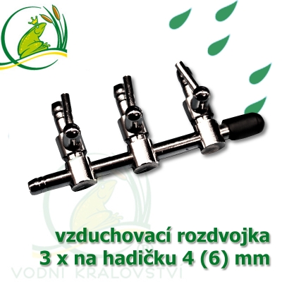 Pochromovaný rozdělovač, vzduchovací rozdvojka 4 (6) mm - 3 vývody