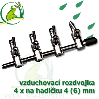 Pochromovaný rozdělovač, vzduchovací rozdvojka 4 (6) mm - 4 vývody