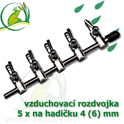 Pochromovaný rozdělovač, vzduchovací rozdvojka 4 (6) mm - 5 vývodů