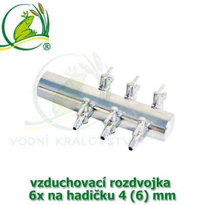 Pochromovaný rozdělovač, vzduchovací rozdvojka 4 (6) mm - 6 vývodů