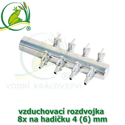 Pochromovaný rozdělovač, vzduchovací rozdvojka 4 (6) mm - 8 vývodů