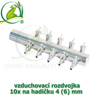 Pochromovaný rozdělovač, vzduchovací rozdvojka 4 (6) mm - 10 vývodů