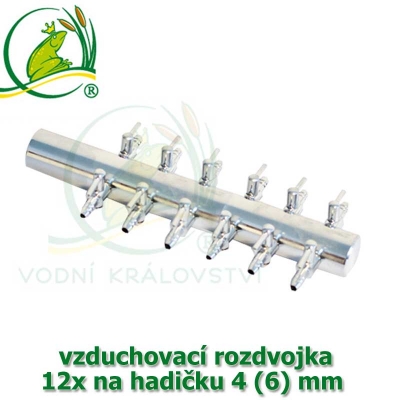 Pochromovaný rozdělovač, vzduchovací rozdvojka 4 (6) mm - 12 vývodů