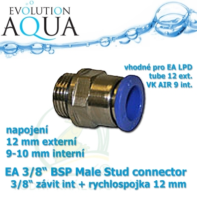 EA 3/8" BSP Male Stud connector 3/8" závit int + rychlospojka 12 mm