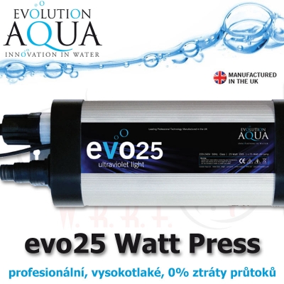 Prefesionální UV zářič evo model 25 Watt, v novém provedení v tlakové verzi, s nulovým odporem.