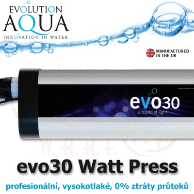 Prefesionální UV zářič evo model 30 Watt, v novém provedení v tlakové verzi, s nulovým odporem.