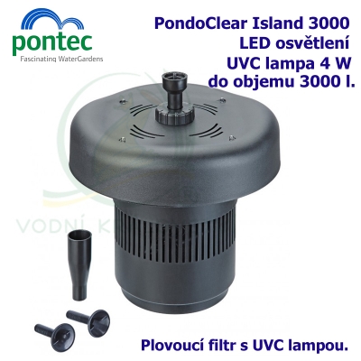 PondoClear Island 3000 - Plovoucí filtr s UVC lampou
