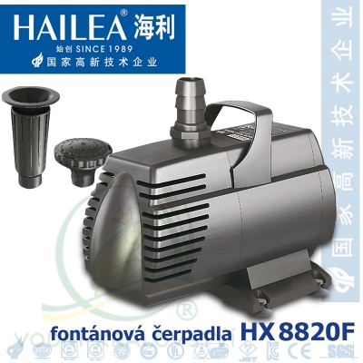 Fontánové čerpadlo Hailea HX8820F, 1950 litrů/hod, max. výtlak 1,95 m s fontánovými nástavci a kabelem 10 metrů