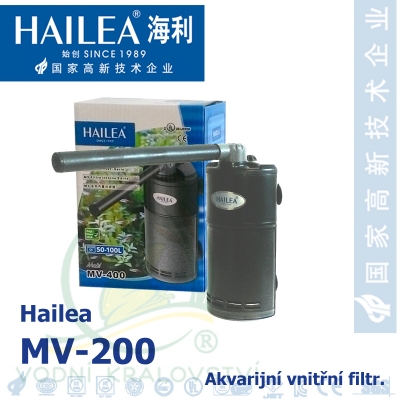 Akvarijní vnitřní filtr Hailea MV-200, 200 litrů/hod., příkon: 3,5 W, váha: 0,25 Kg.