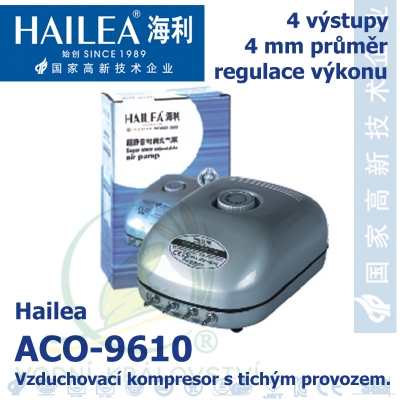 Vzduchovací kompresor tichý Hailea ACO-9601, 10 l/min, 10 Watt, do 45 db,