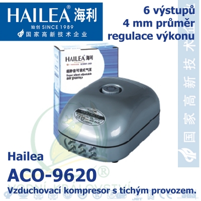 Vzduchovací kompresor tichý Hailea ACO-9620, 14 l/min, 12 Watt, do 45 db,