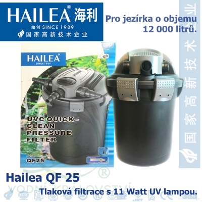 Tlaková filtrace QF25, včetně 11 Watt UV, pro jezírka do 12000 litrů, obsah 25 l, max. průtok 6000 litrů/hod.