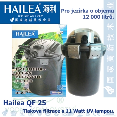 Tlaková filtrace QF25, včetně 11 Watt UV, pro jezírka do 12000 litrů, obsah 25 l, max. průtok 6000 litrů/hod.