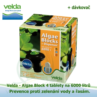 Algae Block 4 tablety na 6000 litrů, prevence proti zelenání vody a řasám + dávkovač