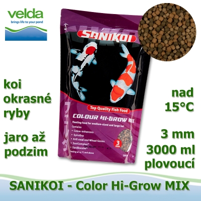 SaniKoi Colour Hi-Grow 3 mm, koi a okrasné ryby, jaro až podzim, 3000 ml