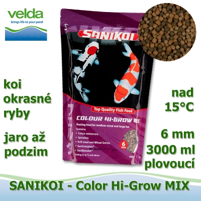 SaniKoi Colour Hi-Grow 6 mm, koi a okrasné ryby, jaro až podzim, 3000 ml