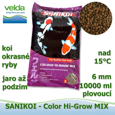 SaniKoi Colour Hi-Grow 6 mm, koi a okrasné ryby, jaro až podzim, 10000 ml