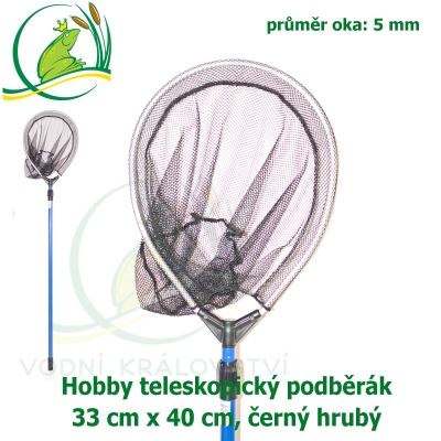 Hobby teleskopický podběrák ovál 33 x 40 cm černý hrubý