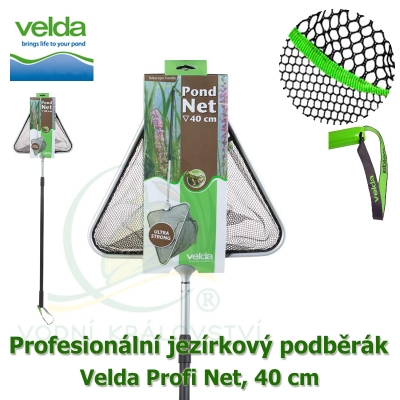 Profesionální jezírkový podběrák Velda Profi Net, trojúhelníková síťka, 40 cm