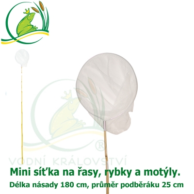 Mini síťka na řasy, ryby a motýly, super dárek pro děti, vhodné pro odchyt malých rybek a pravidelný sběr malých nečistot, násada cca 180 cm