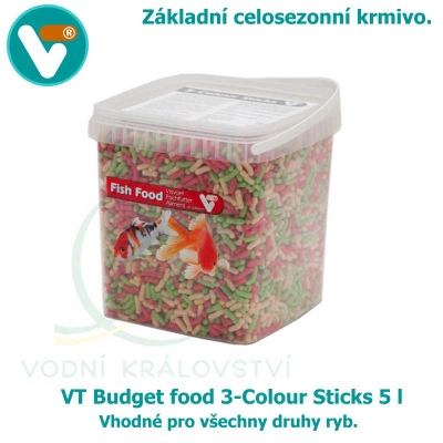 VT Budget food 3-Colour Sticks 5 l, krmivo pro všechny druhy ryb