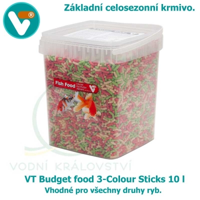 VT Budget food 3-Colour Sticks 10 l, krmivo pro všechny druhy ryb
