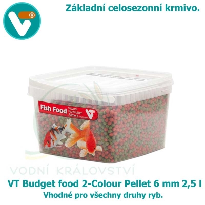 VT Budget food 2-Colour Pellet 6mm 2,5 l, krmivo pro všechny druhy ryb