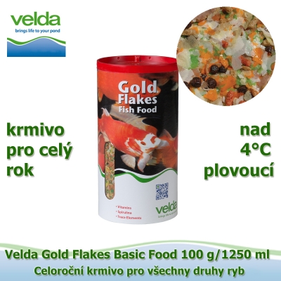 Gold Flakes Basic Food 100 g/1250 ml, od 4°C, vločky, celoroční krmivo pro všechny druhy ryb