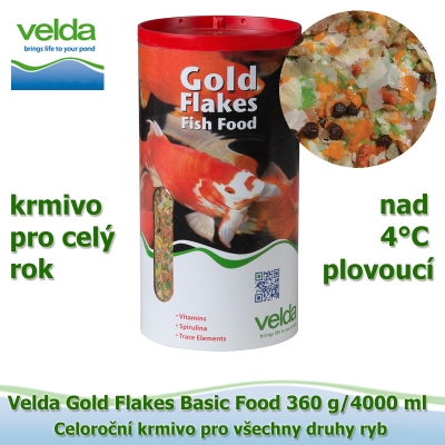 Gold Flakes Basic Food 360 g/4000 ml, od 4°C, vločky, celoroční krmivo pro všechny druhy ryb