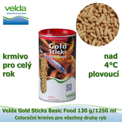 Gold Sticks Basic Food 130 g/1250 ml, od 4°C, žížaly, celoroční krmivo pro všechny druhy ryb