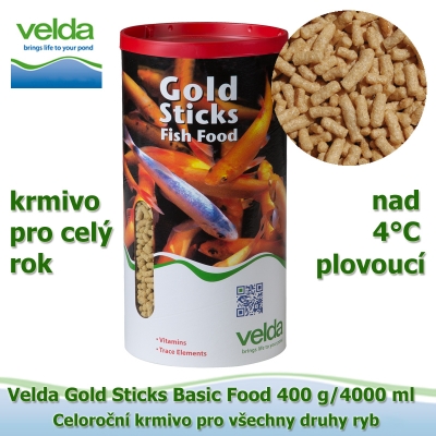 Gold Sticks Basic Food 400 g/4000 ml, od 4°C, žížaly, celoroční krmivo pro všechny druhy ryb