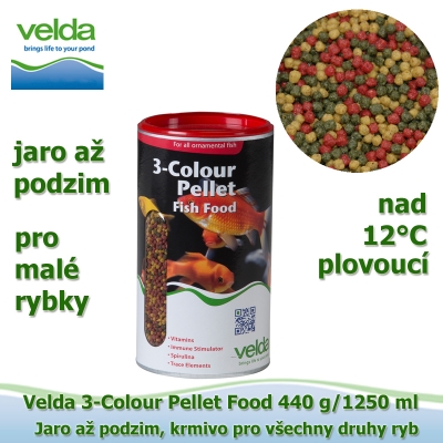 3-Colour Pellet Food 440 g/1250 ml, od 12°C, granule, jaro až podzim, všechny druhy ryb