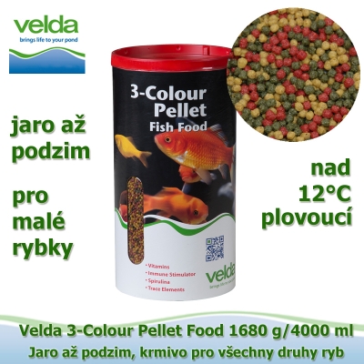 3-Colour Pellet Food 1680 g/4000 ml, od 12°C, granule velikost 2-3 mm, jaro až podzim, všechny druhy ryb