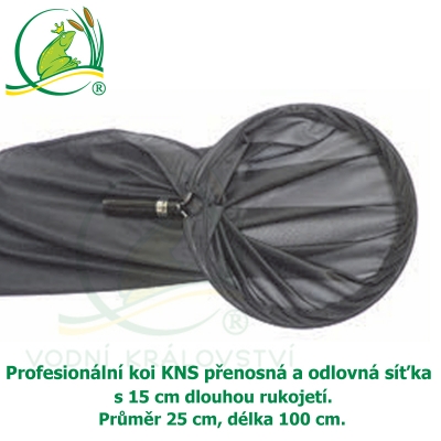Profesionální koi KNS přenosná a odlovná síťka s 15 cm rukojetí, Ø 25 cm, délka 100 cm