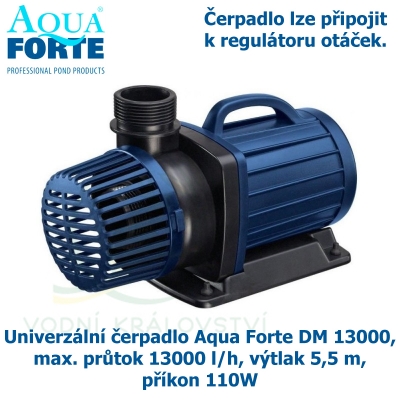 Univerzální čerpadlo Aqua Forte DM 13000, max. průtok 13000 l/h, výtlak 5,5 m, příkon 110W