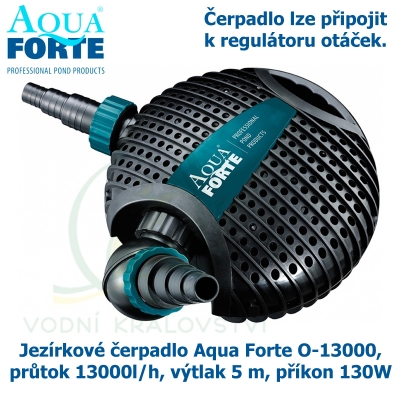 Jezírkové čerpadlo Aqua Forte O-13000, průtok 13000l/h, výtlak 5 m, příkon 130W