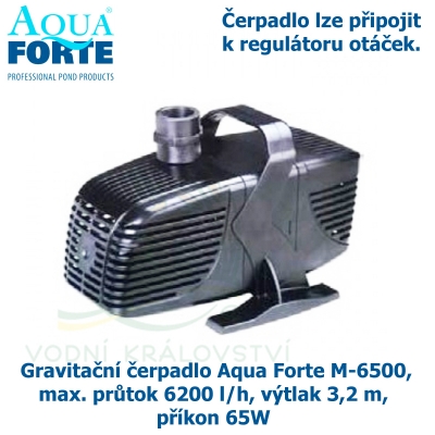 Gravitační čerpadlo Aqua Forte M-6500, max. průtok 6200 l/h, výtlak 3,2 m, příkon 65W - Výprodej