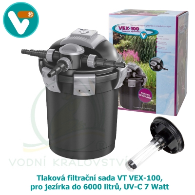 Tlaková filtrační sada VT VEX-100, pro jezírka do 6000 litrů, UV-C 7 Watt