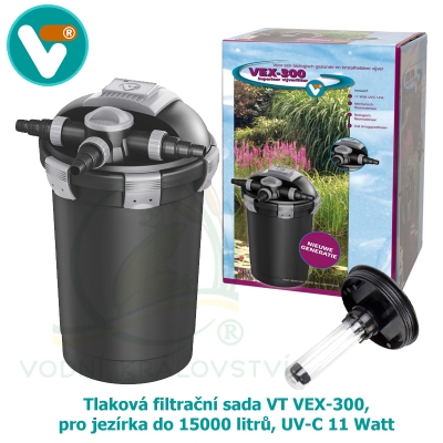 Tlaková filtrační sada VT VEX-300, pro jezírka do 15000 litrů, UV-C 11 Watt