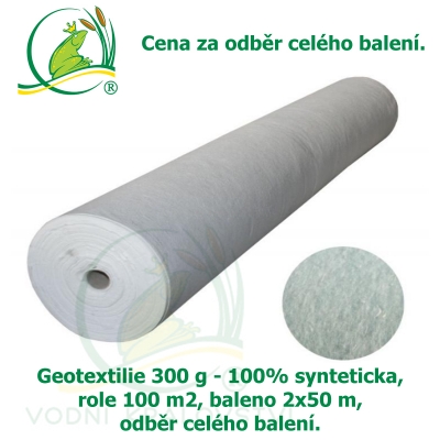 Geotextilie 300 g 100% synteticka, role 100 m2, baleno 2x50 m, odběr celého balení