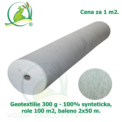 Geotextilie 300 g 100% synteticka, role 100 m2, baleno 2x50 m, cena za 1 m2