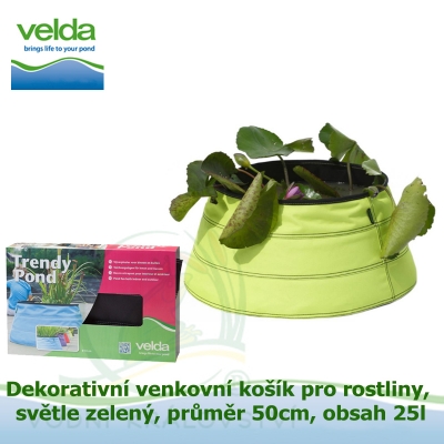 Dekorativní venkovní košík pro rostliny, světle zelený, průměr 50cm, obsah 25l - Velda Trendy Pond