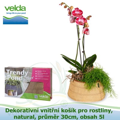 Dekorativní vnitřní košík pro rostliny, natural, průměr 30cm, obsah 5l - Velda Trendy Pond indoor denim