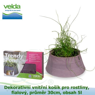 Dekorativní vnitřní košík pro rostliny, fialový, průměr 30cm, obsah 5l - Velda Trendy Pond indoor denim