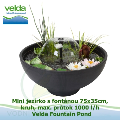 Mini jezírko s fontánou 75x35cm, kruh, max. průtok 1000 l/h - Velda Fountain Pond