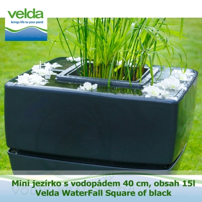 Mini jezírko s vodopádem 40 cm, obsah 15l – Velda WaterFall Square of black