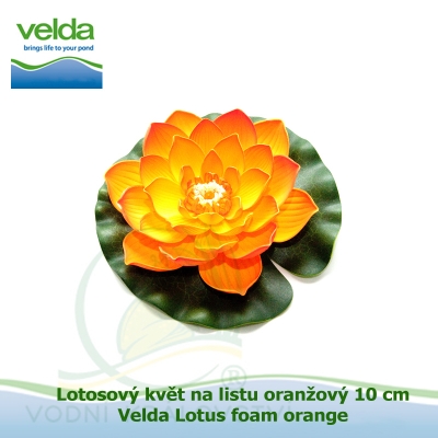 Lotosový květ na listu oranžový 10 cm - Velda Lotus foam orange