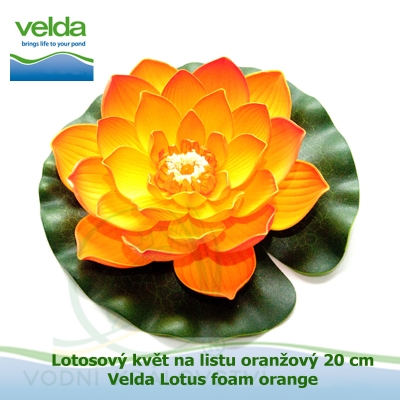 Lotosový květ na listu oranžový 20 cm - Velda Lotus foam orange