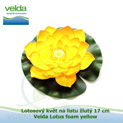 Lotosový květ na listu žlutý 17 cm - Velda Lotus foam yellow