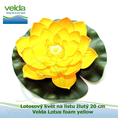 Lotosový květ na listu žlutý 20 cm - Velda Lotus foam yellow